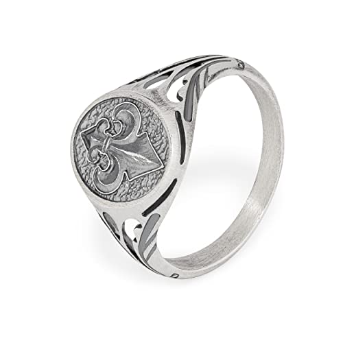 NKlaus 60mm Siegelring Bourbonische Lilie 925 Silber Herrenring Tempelritter Fingerring 14222 von NKlaus