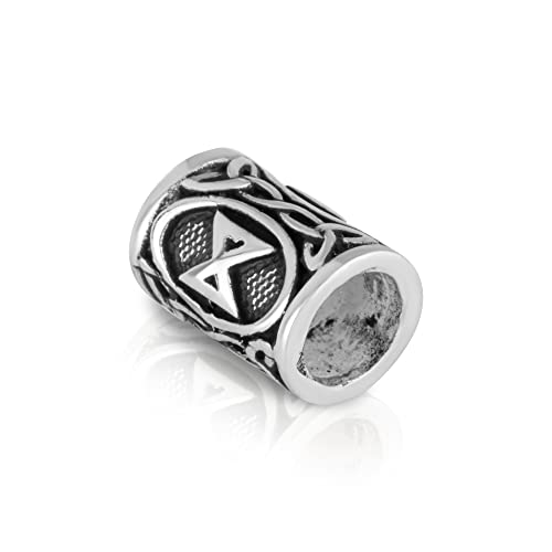 NKlaus 925 Sterling Silber Bartperle - Futhark DAGAZ Haarperle Silver Bartschmuck 2202 von NKlaus