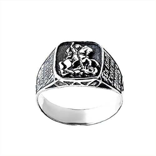 NKlaus 925 Sterling Silber Fingerring g68-21,5mm Rette und Schutz Prägung Herrenring 10812 von NKlaus