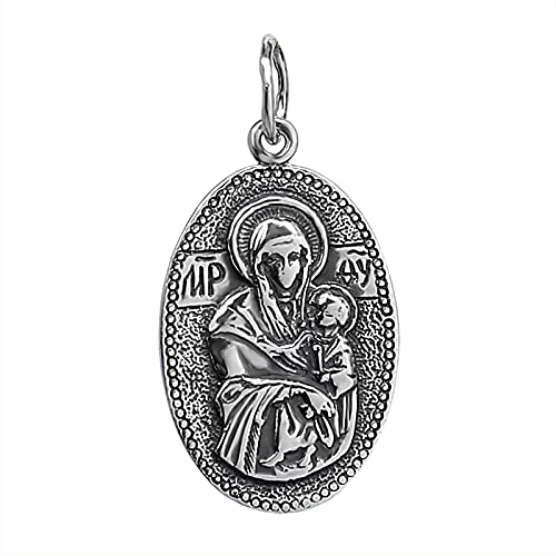 NKlaus 925 Sterling Silber Gottes Mutter Ketteranhänge Ortodox Madonna Maria Amulett 10776 von NKlaus