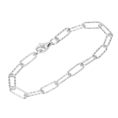 NKlaus Armband 21cm Langankerkette diamantiert 925 Sterling Silber Kette Breite: 5mm 9617 von NKlaus