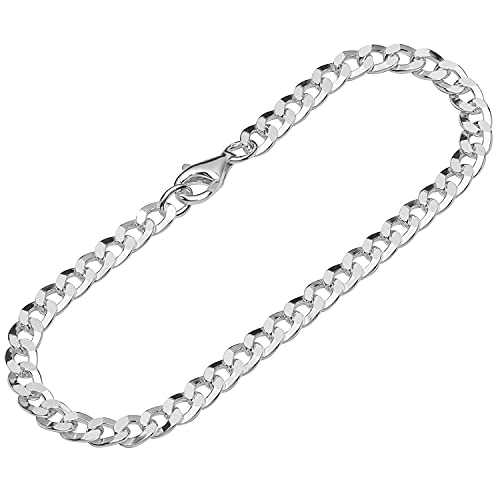 NKlaus Armband 925 Silber diamantiert 19cm Panzerkette flach gedreht Herren Armkette 12412 von NKlaus