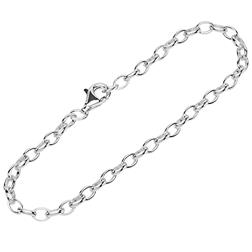 NKlaus Armband 925 Sterling Silber 19cm Erbskette oval Damen designer Armbandkette fein 12734 von NKlaus