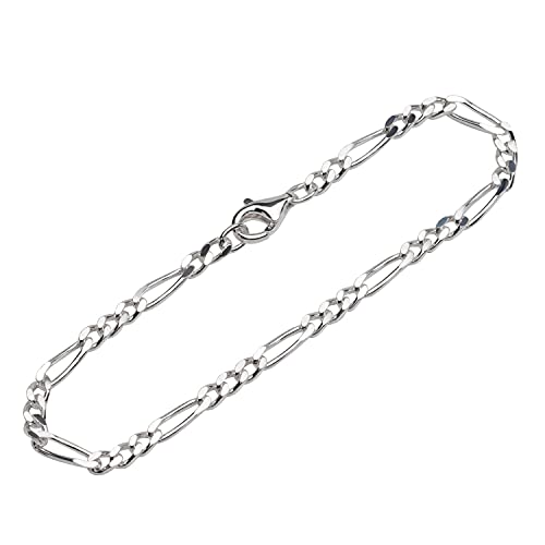 NKlaus Armband 925 Sterling Silber 19cm Figaro Panzerkette 4 fach diamantiert Herren 12376 von NKlaus