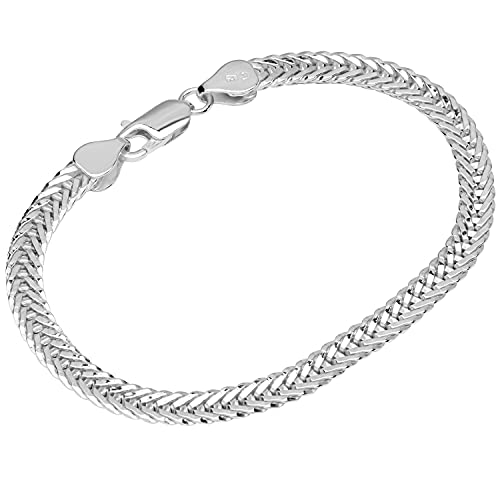 NKlaus Armband 925 Sterling Silber 19cm Fuchsschwanzketten fantasiegedrückt Armkette 12042 von NKlaus