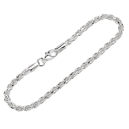 NKlaus Armband 925 Sterling Silber 19cm Kordelkette diamantiert Damen Armkette exquisit 12799 von NKlaus