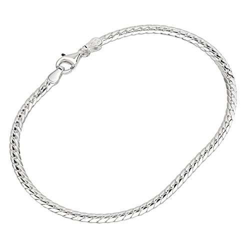 NKlaus Armband 925 Sterling Silber 19cm Panzerkette flach und gedreht Damen Armkette 12641 von NKlaus