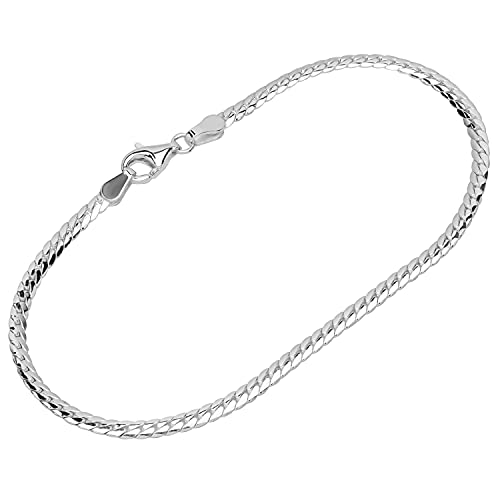 NKlaus Armband 925 Sterling Silber 19cm Panzerkette flach und gedreht Herren Armkette 12616 von NKlaus