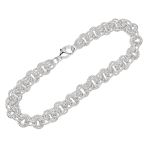 NKlaus Armband 925 Sterling Silber 19cm Zwillingsankerkette Damen design Armbandkette 12368 von NKlaus