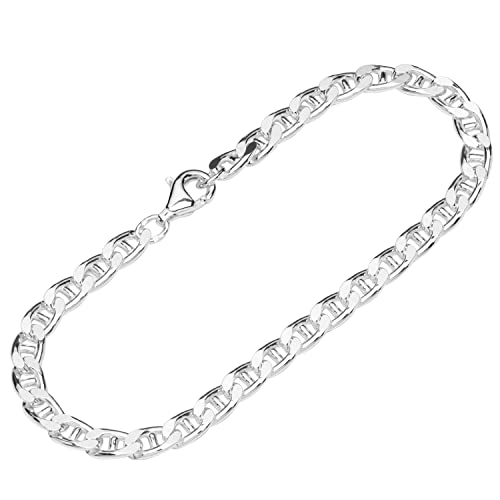 NKlaus Armband 925 Sterling Silber 20cm Stegpanzerkette diamantiert Herren Armbandkette 12473 von NKlaus