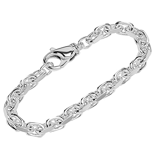 NKlaus Armband 925 Sterling Silber 22cm Ankerkette seitlich diamantiert Herren Armkette 12312 von NKlaus