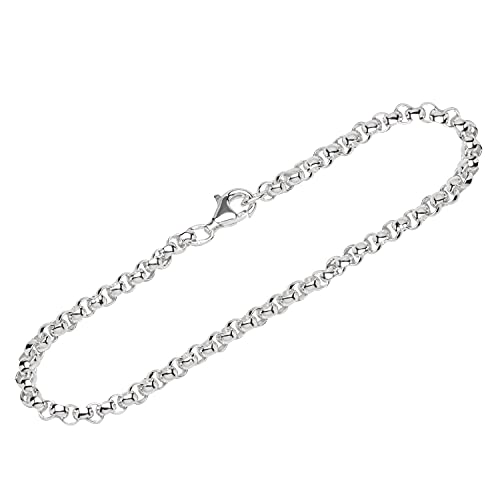 NKlaus Armband 925 Sterling Silber 22cm Erbskette rund weit Damen design Armbandkette 12246 von NKlaus