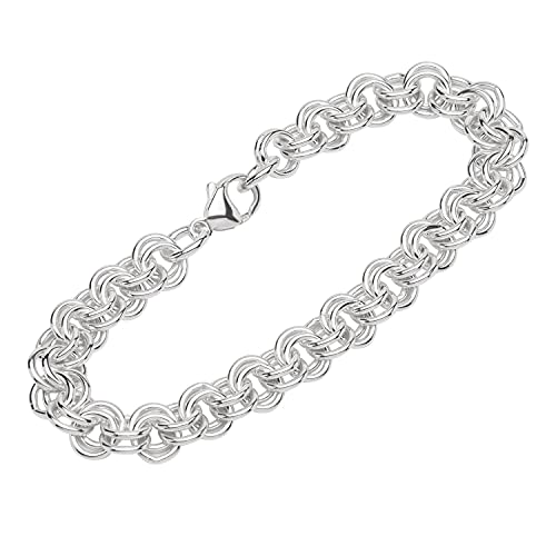 NKlaus Armband 925 Sterlingsilber 19cm Zwillingsankerkette rund Herren Armreif Kette 12436 von NKlaus