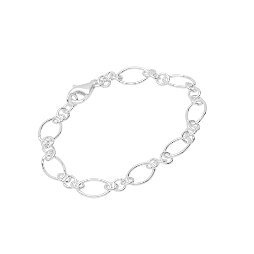NKlaus Armband aus 925 Sterling Silber 19cm Figaro Ankerkette rund Damen Armkette 12374 von NKlaus