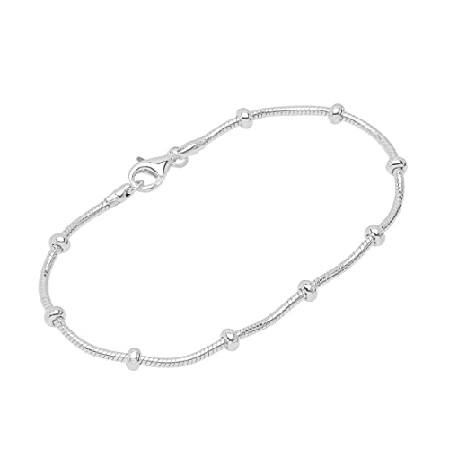 NKlaus Armband aus 925 Sterling Silber 19cm Schlangenkette mit Kugeln Damen Armkette 12244 von NKlaus