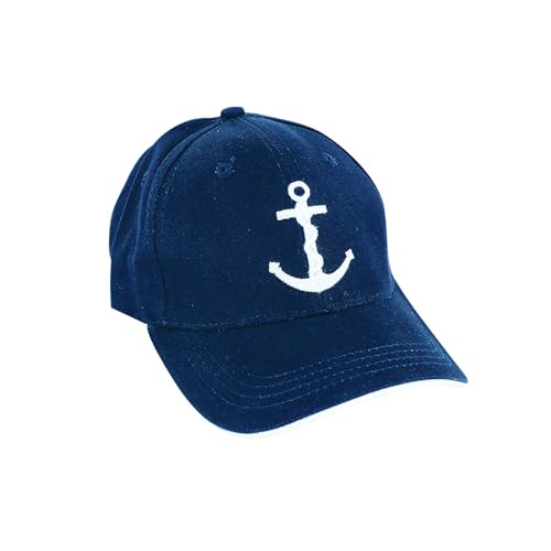NKlaus Cap 'Anker', Marineblau, Baumwolle weiß Bestickt – Maritime Deko, Retro Mütze 16065 von NKlaus