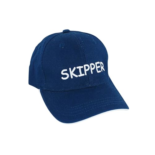 NKlaus Cap 'Skipper', Marineblau, Baumwolle weiß Bestickt – Nautische Mütze im Retro-Stil 16063 von NKlaus