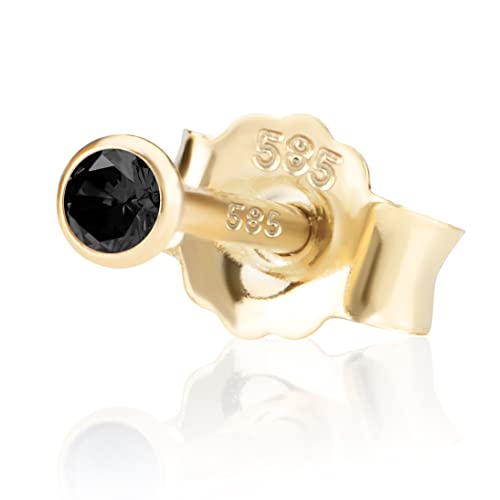 NKlaus Einzel 2,0mm 585 Gelb Gold 14 Karat Ohrstecker Kristall Zirkonia Schwarz Butterfly Verschluss Damen Mädchen 10995 NKlaus Einzel 2,0mm 585 Gelb Gold 14 Karat Ohrstecker Kristall Zirkonia Schwarz Butterfly Verschluss Damen Mädchen 10995 von NKlaus
