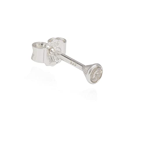 NKlaus Einzel 925 Silber Ohrstecker Ohrringe Cubic Zirkonia Weiß Ohrstecker 3,0mm 8856 von NKlaus