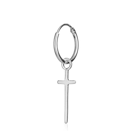 NKlaus Einzel Ohrhänger 925 Silber 30mm Ohrringe Keltische Creole mit Kreuz Gothic 3671 von NKlaus