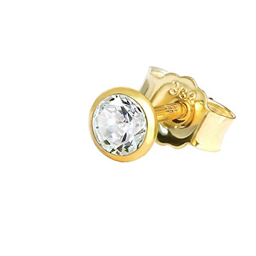 NKlaus Einzel Ohrstecker 3,5mm Gelbgold 333 8 Karat Gold Ohrring Kristall Zirkonia Weiß 1761 von NKlaus