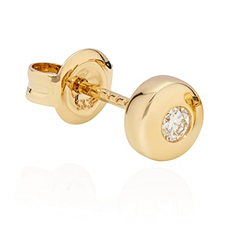 NKlaus Einzel Ohrstecker 5 mm rund 333 Gelb Gold Brilliant 0,10 ct W/Si Diamant Herren Ohrring 11464 von NKlaus