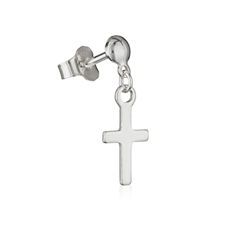 NKlaus Einzel Ohrstecker 925 Silber mit Kreuz 11,6mm Ohrhänger Gothic Ohrringe 3673 von NKlaus