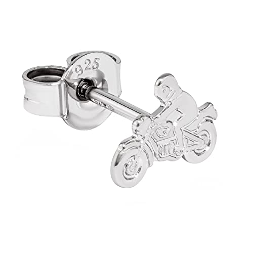NKlaus Einzel Ohrstecker Motorradfahrer 925 Silber rhodiniert 8x6mm Motorrad Ohrring 13778 von NKlaus