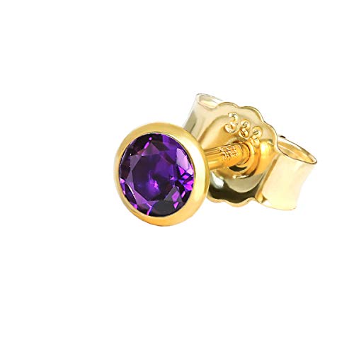 NKlaus Einzel Ohrstecker echt Amethyst Gelbgold 333 8 Karat Gold 3,5mm kleine Ohrring 7990 von NKlaus