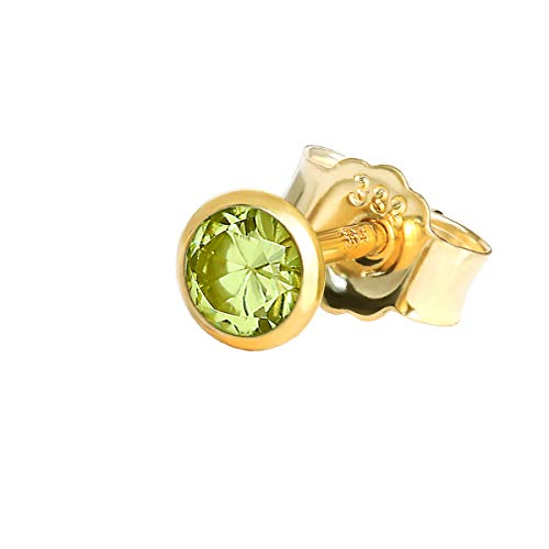 NKlaus Einzel Ohrstecker echt Peridot Gelbgold 333 8 Karat Gold 3,5mm kleine Ohrring 7989 von NKlaus