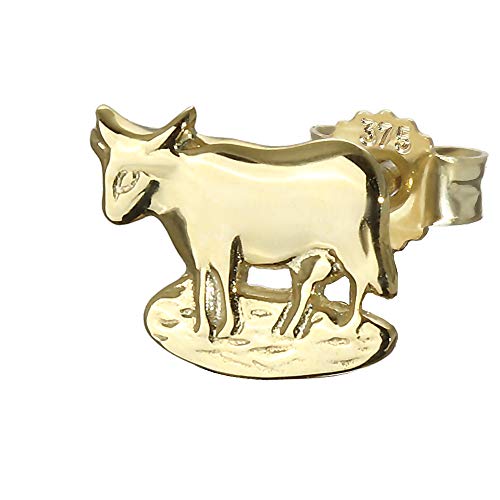 NKlaus Einzel kleine Kuh Stier 375er Gelbgold 9 Karat Ohrstecker 9 * 8mm Gold Ohrring männer 4846 von NKlaus