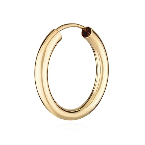 NKlaus Einzeln 750 Gold gelbgold Creole Ohrring Ohrschmuck 2,5mm rund Goldohrring 20mm 9041 von NKlaus