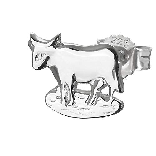 NKlaus Einzelohrstecker Kuh Stier 925 Silber rhodiniert 9 * 8mm männer Silber Ohrring 4844 von NKlaus