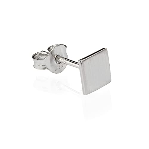 NKlaus Einzelohrstecker Platte 925 Silber anlaufgeschützt matt 6x6mm kleine Ohrring 9873 von NKlaus