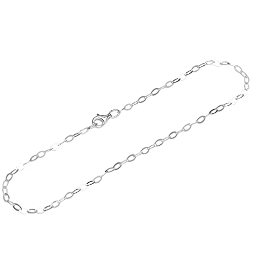 NKlaus Fusskette 925 Sterling Silber 26cm Ankerkette Damen Fusskettchen Rombus flach 12787 von NKlaus