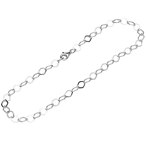 NKlaus Fusskette 925 Sterling Silber 26cm Ankerkette Rhombus diamantiert Damen exquisit 12583 von NKlaus