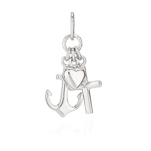 NKlaus Glaube Liebe Hoffnung Kettenanhänger klein 925 Silber 13,8mm Herz Anker Kreuz 9862 von NKlaus