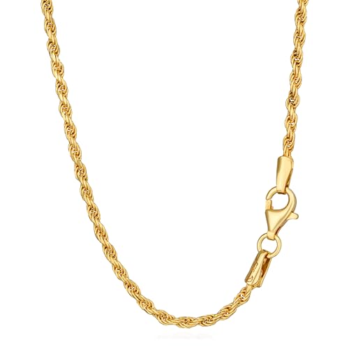 NKlaus 45cm Kordelkette 925 Silber Gelbgold Vergoldet elegante Halskette Breite: 1,8mm Collier 5,49g schwer 15032 von NKlaus
