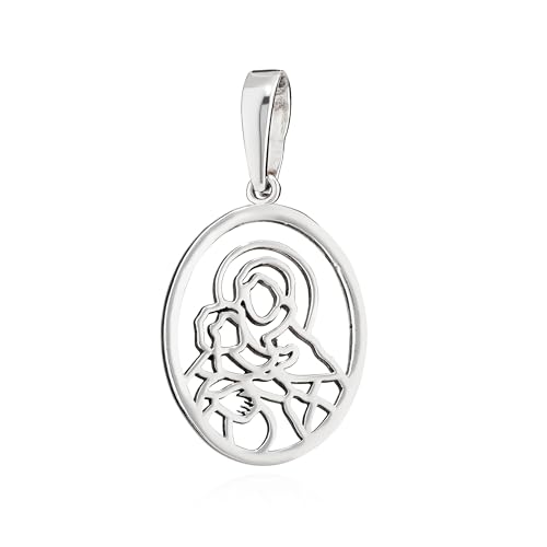 NKlaus Ikone - Kettenanhänger Maria mit Jesuskind 925 Silber 22x17mm Spiritueller Silberschmuck 15840 von NKlaus