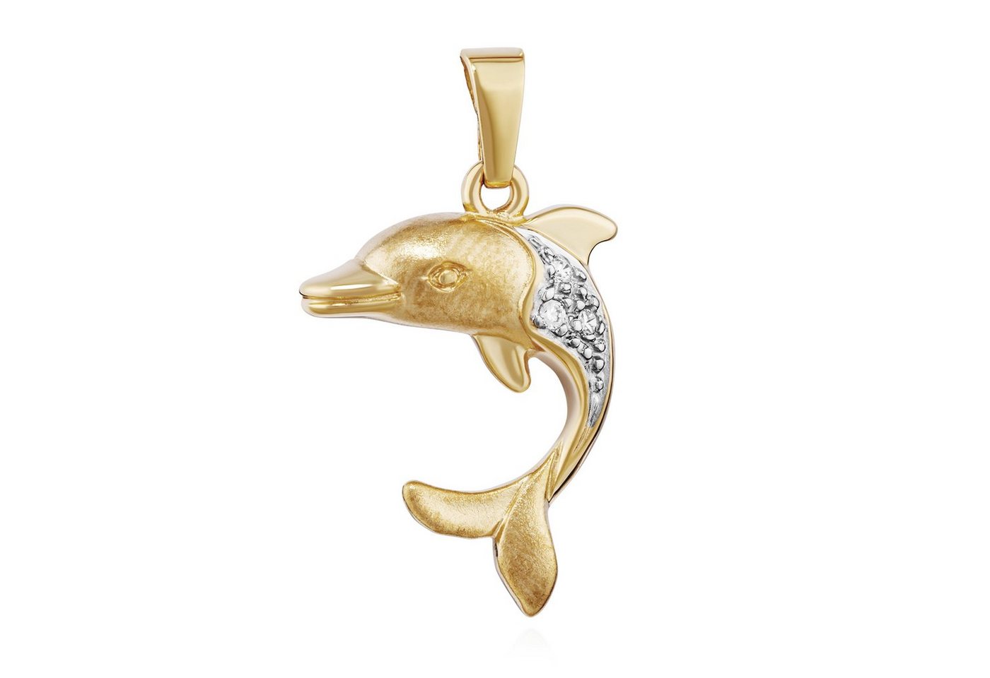 NKlaus Kettenanhänger 18mm Kettenanhänger Delfin Zirkon Weiß 333 Gold Bicolor Delphin gesand von NKlaus