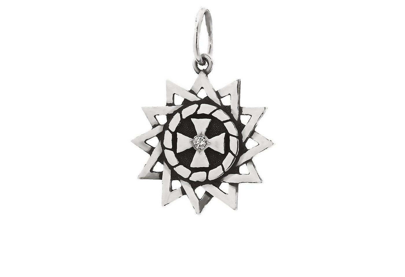 NKlaus Kettenanhänger 925 Sterlingsilber Anhänger Erzgamma-Stern Solitär von NKlaus