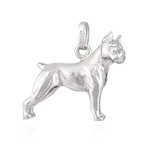 NKlaus Kettenanhänger Boxer mit Schlaufe 925 Silber Silberanhänger glanz 3D rhodiniert 13747 von NKlaus