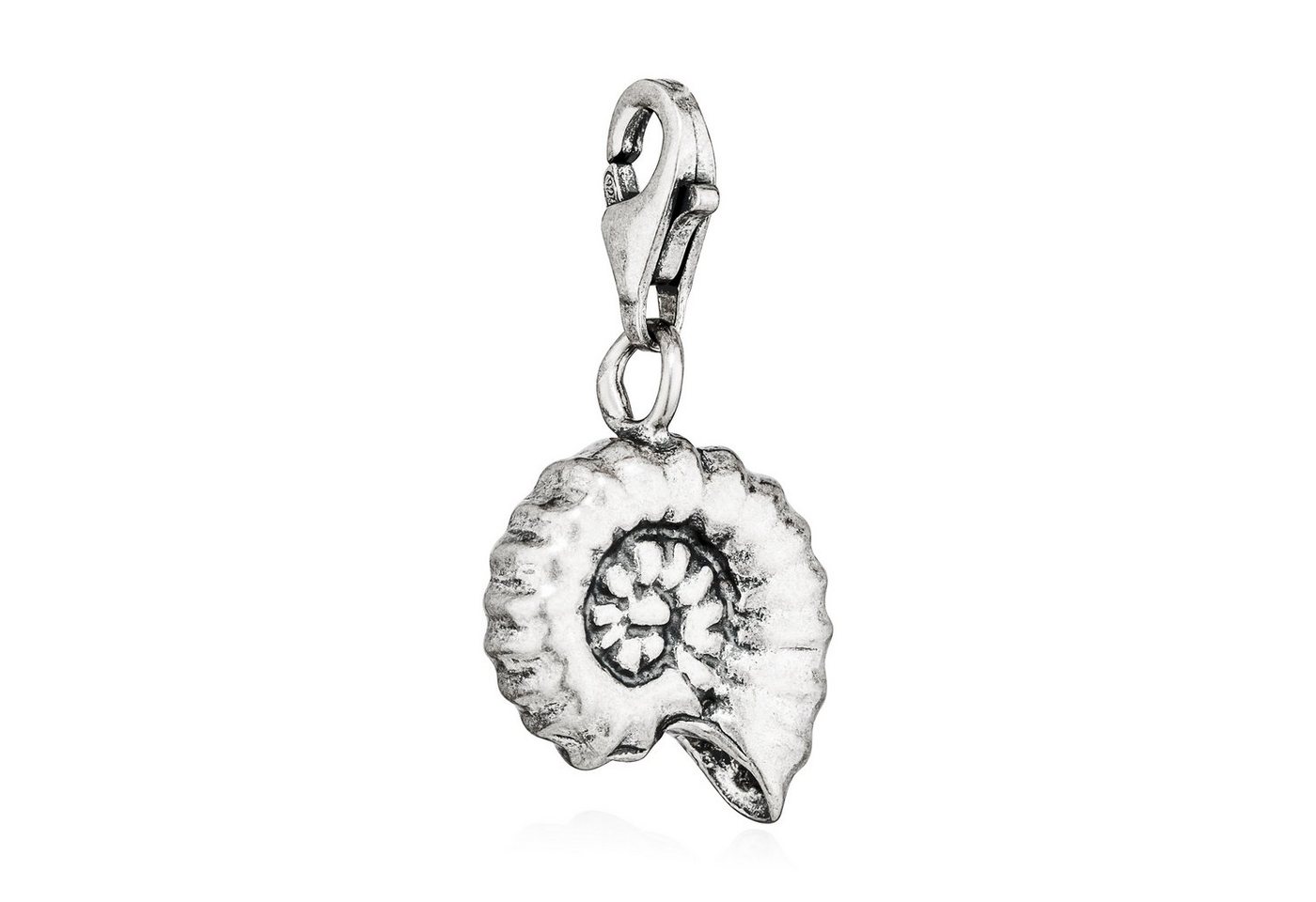 NKlaus Kettenanhänger Charm-Anhänger Fossil Ammonit 925 Silber antik 12x13mm Silberanhänger von NKlaus