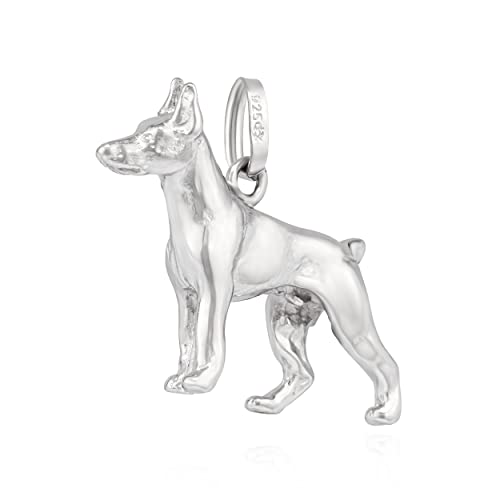 NKlaus Kettenanhänger Dobermann mit Schlaufe rhod. 925 Silber Silberanhänger rhodiniert 13743 von NKlaus