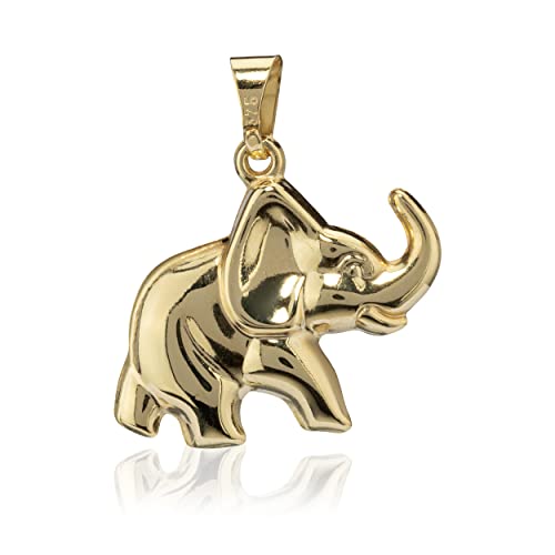 NKlaus Kettenanhänger Elefant 375 Gelb Gold 9 Karat Amulett 20mm Elefanten Hochglanz 4195 von NKlaus