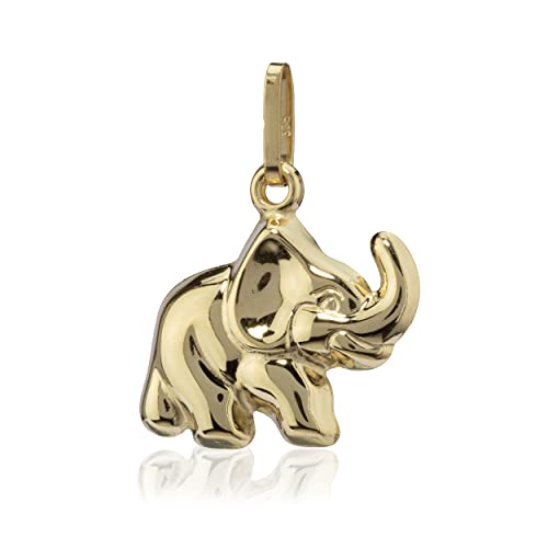 NKlaus Kettenanhänger Elefant klein 375 Gelb Gold 9 Karat Elefanten 15mm Amulett 4197 von NKlaus