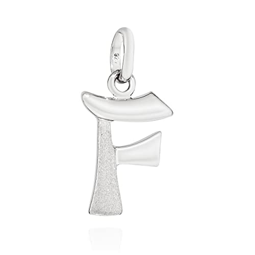 NKlaus Kettenanhänger F Buchstabe 925 Silber teilmatt rhod. 14x9mm Alphabet Amulett 13649 von NKlaus