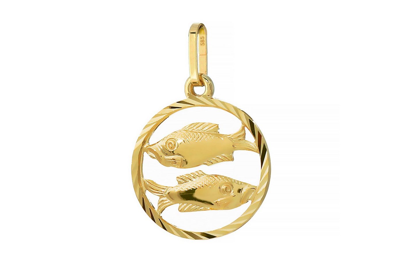 NKlaus Kettenanhänger Fisch Sternzeichen 585 Gelb Gold 14 Karat 15mm Kettenanhänger Horoskop von NKlaus