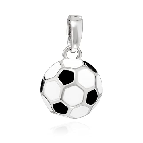 NKlaus Kettenanhänger Fußball 925 Silber rhodiniert lackiert 9mm 3D Ball Kinder Amulett 13500 von NKlaus