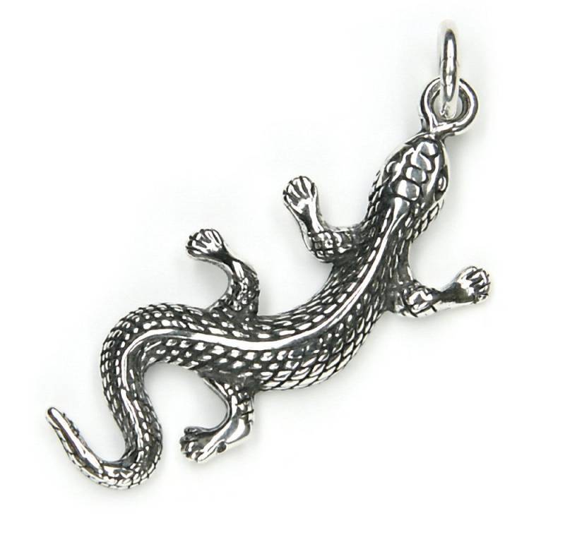 NKlaus Kettenanhänger Gecko Eidechse Kettenanhänger 4,2cm Echse Silber, 925 Sterling Silber Silberschmuck für Damen von NKlaus